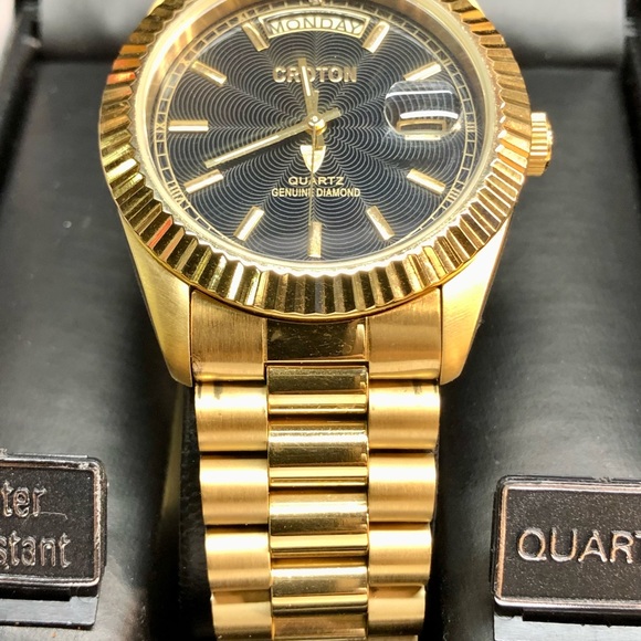 Croton Day Date Diamond Presidential Style 40mm Watch - Picture 4 of 5